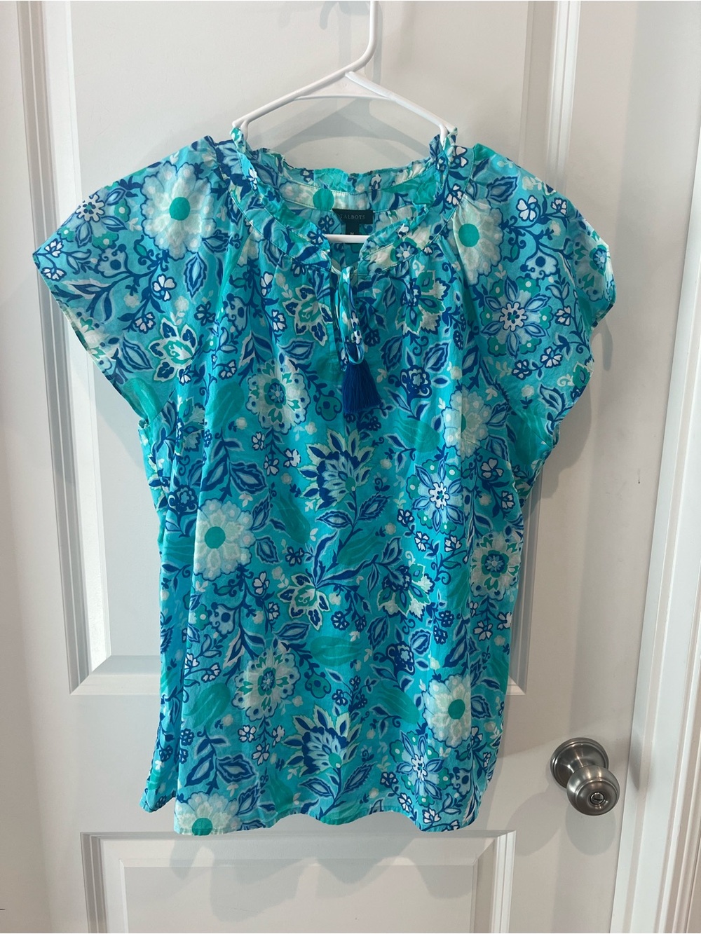 Talbots Floral Tie-Neck Blouse Size Medium